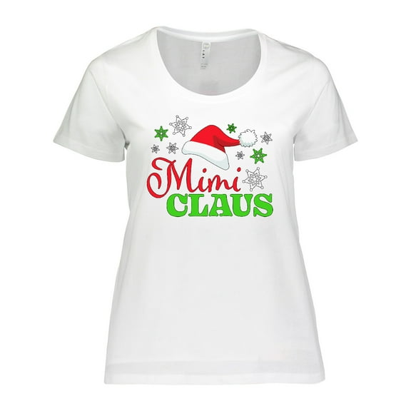 Inktastic Mimi Claus with Christmas Santa Hat and Snowflakes Women's Plus Size T-Shirt