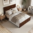 thumbnail image 4 of Berkshire Queen Wood Low Profile Platform Bed with Matching Footboard in Walnut, 4 of 13