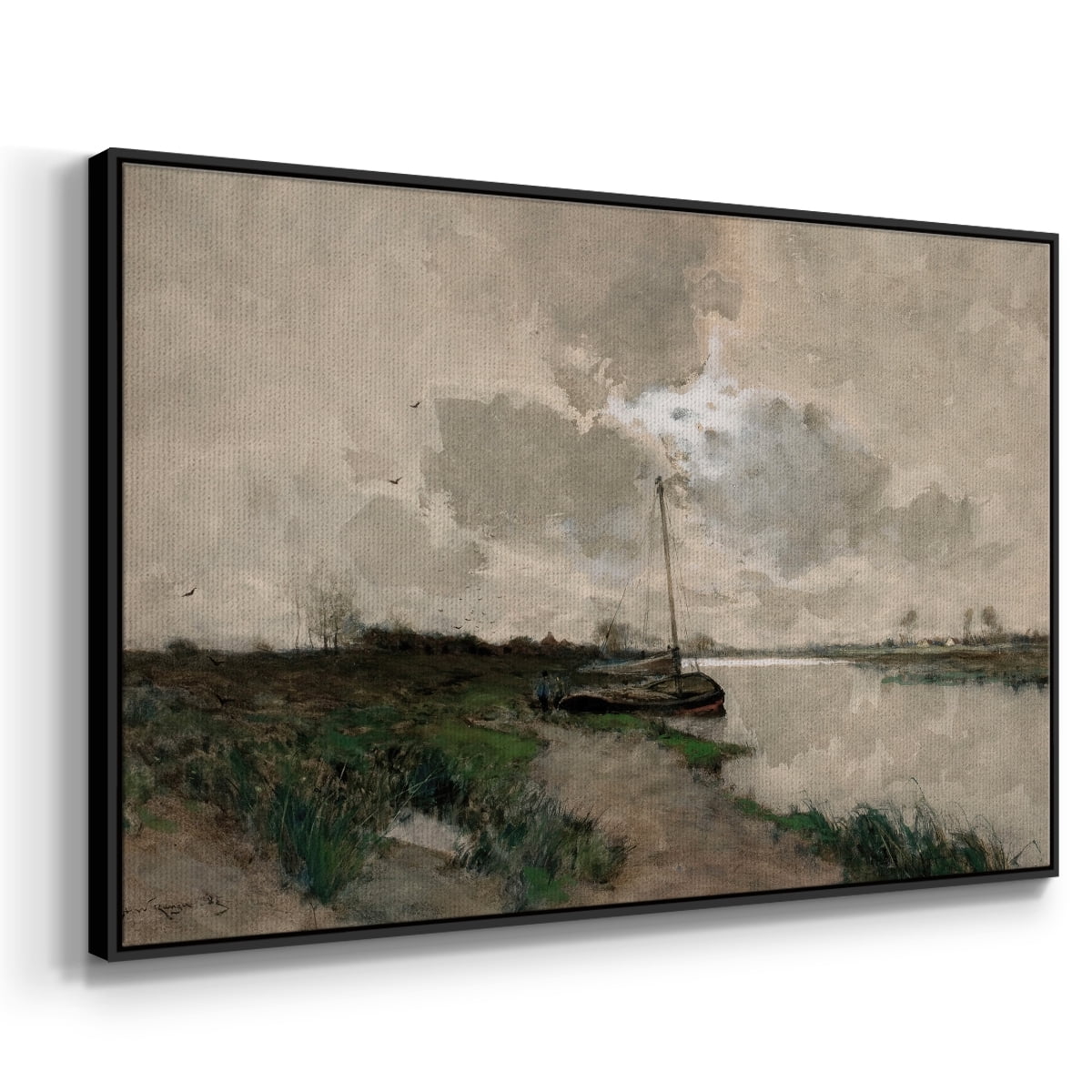 Vintage Landscape-CCCXLVIII By Wexford Home Framed in Black Wood Gallery Wrapped Canvas 27 in. x 41 in.