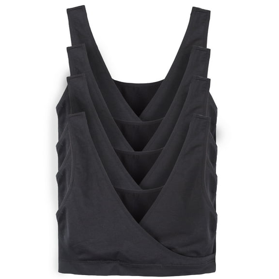 Caramel Cantina 4 Pack Nursing Maternity Sleep Bra (Medium, Black)