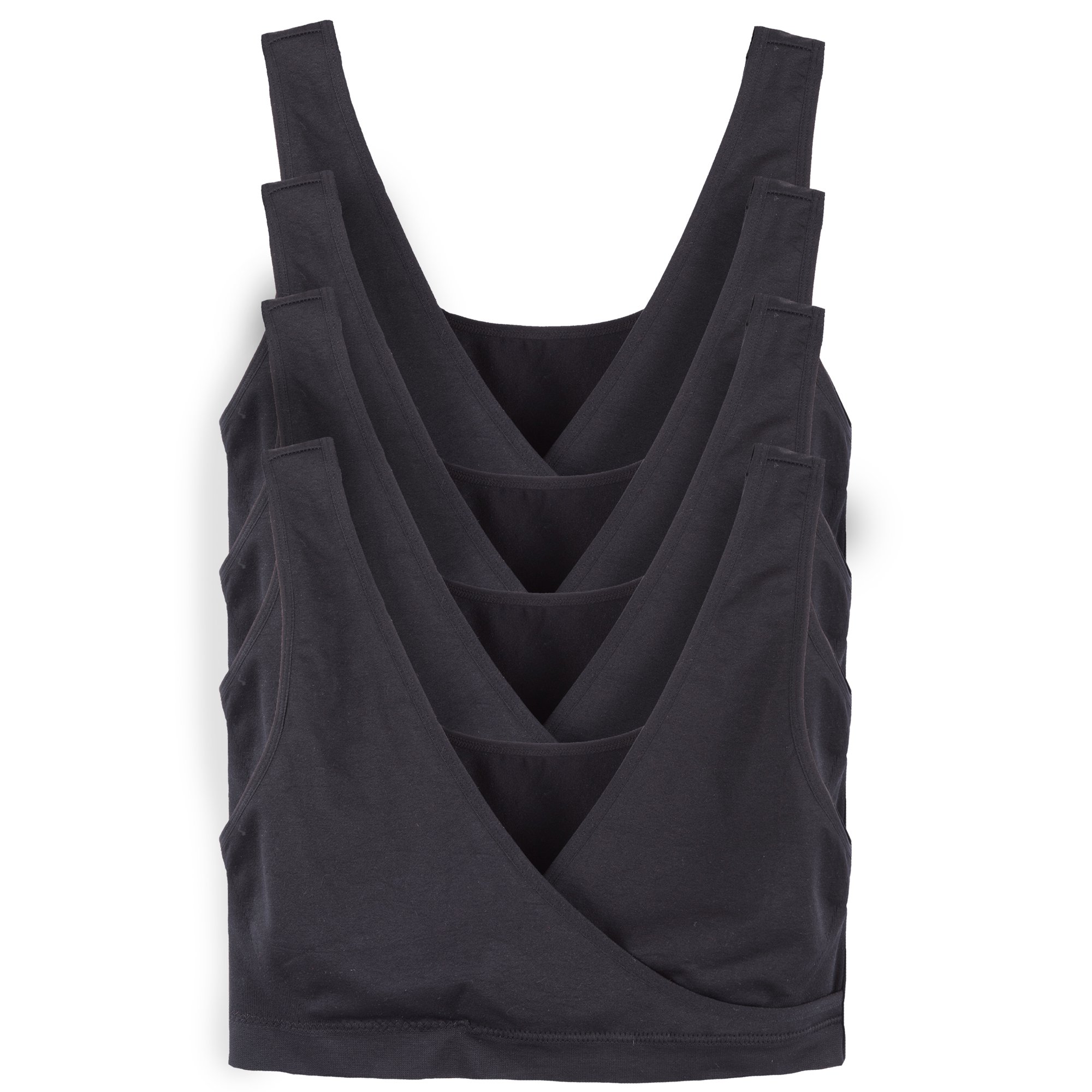 Caramel Cantina 4 Pack Nursing Maternity Sleep Bra (Medium, Black)