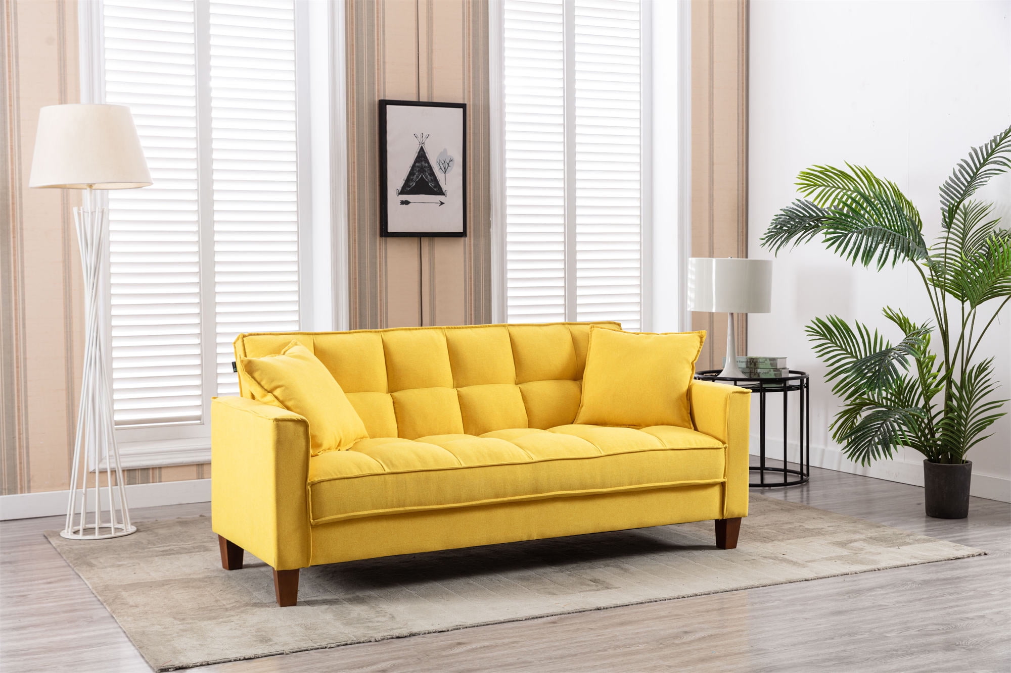 Modern Loveseat Sofa, Small Couch Sofas for Small Spaces, Upholstered Linen Fabric Love Seat