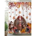 thumbnail image 2 of Fall Shower Curtain Turkey Rugby Pumpkin Shower Curtains for Bathroom Thanksgiving Decor, Waterproof Polyester Shower Curtain Set with Hooks, Stall Long 36" x 72" Maple Leaves, 2 of 6