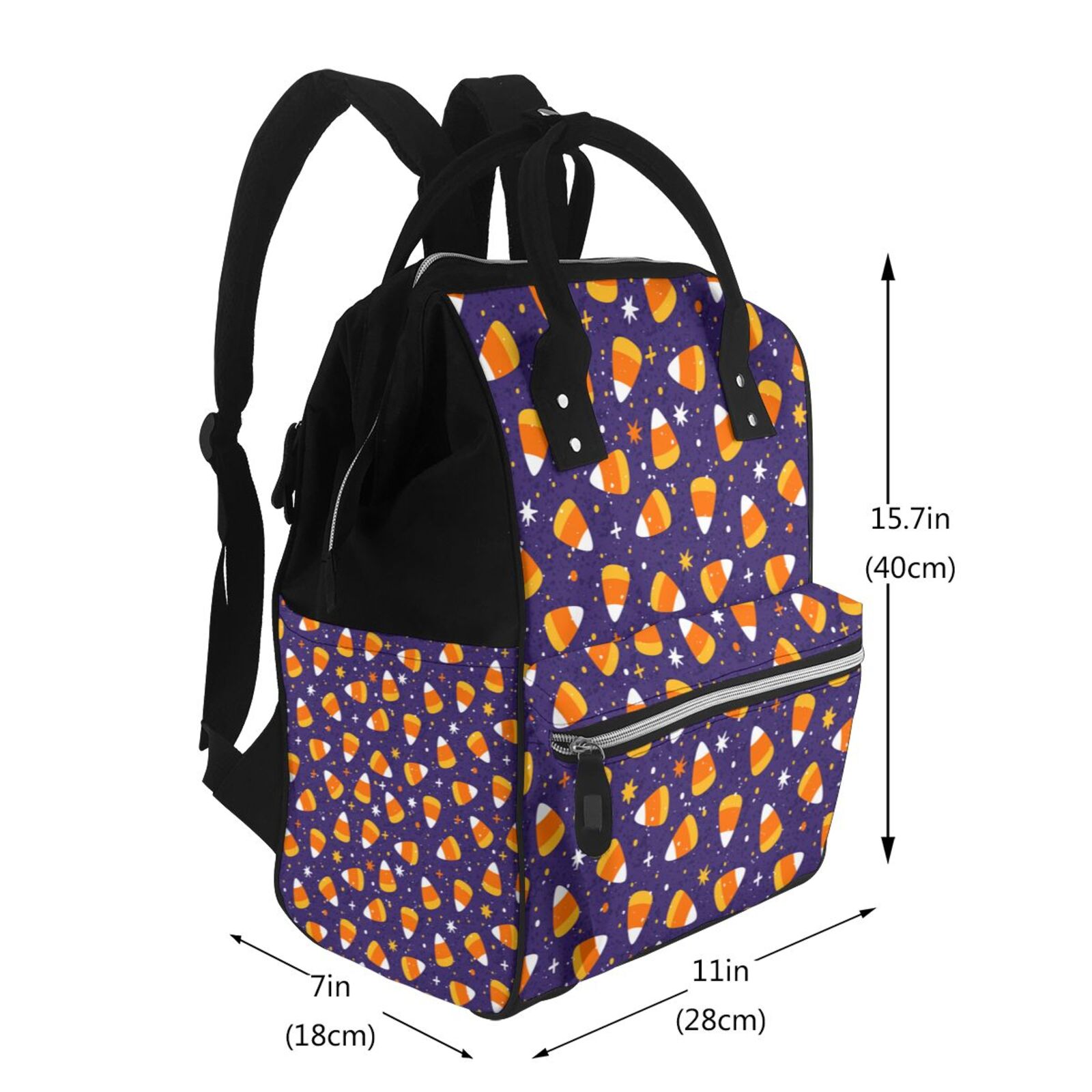 Ratiio Candy Corn (2) Mummy Backpack - Waterproof Twill Canvas, Large Capacity Diaper Bag with Multiple Pockets and Adjustable Straps