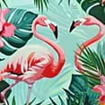thumbnail image 6 of BANET  Pink Flamingo Table Cloth Tropical Flowers Palm Tree Leaves Birds Pineapple Exotic Round Tablecloth  for Dining Room, Party, Banquet 38"-42, 6 of 8
