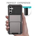 thumbnail image 3 of For Samsung Galaxy A55 5G Case PC+TPU Card Holder Hidden Pocket Anti-Scratch Cover - Yellow, 3 of 5