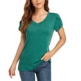 thumbnail image 1 of Hukapapa Camiseta de manga corta con cuello en V sólido Top de verano para mujer de manga corta,,s,, 1 of 5