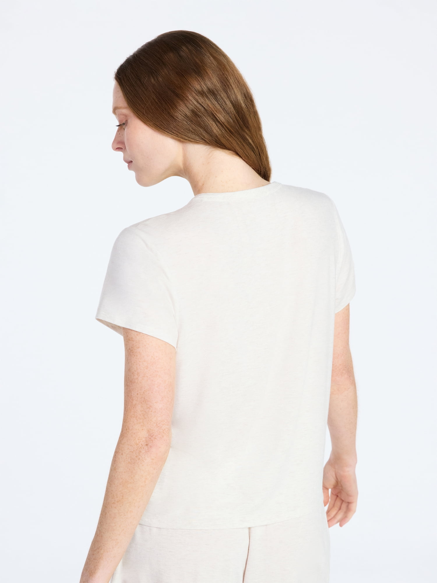Joyspun Women’s Scoop Neck Sleepwear Modal Tee with Short Sleeves, Sizes S-3X