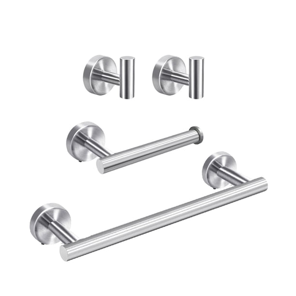 Juego de accesorios de baño de 4 piezas, toallero, ganchos para bata, soporte de papel higiénico, acero inoxidable 304