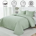 thumbnail image 5 of PERFEMET Boho 3-Piece Bed in a Bag Set, Green Geometric Ultrasonic Embossed, Full/Queen, 5 of 9
