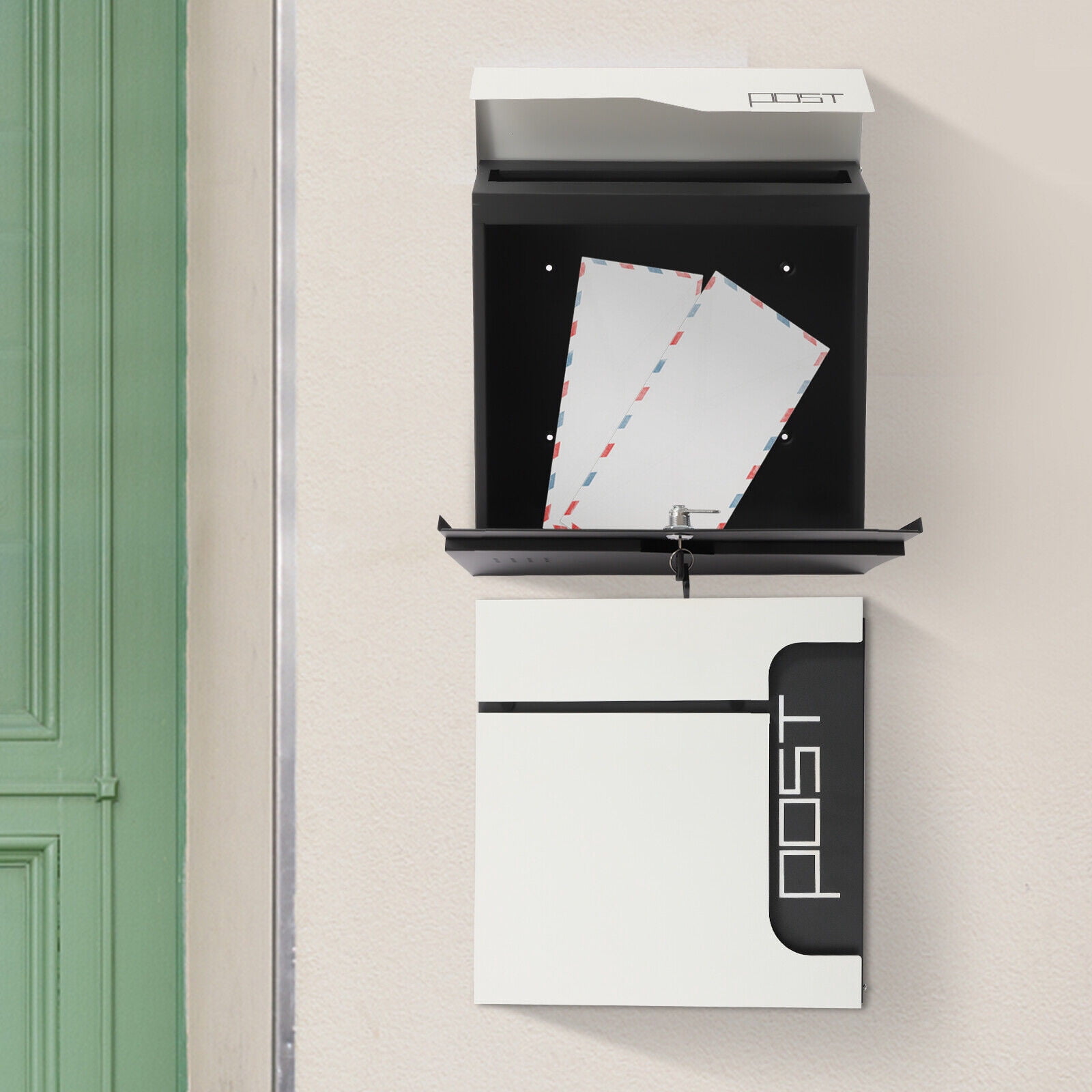 Outdoor Wall Mount Lockable Letters Mailbox Stainless Steel Mail Letter Post Box