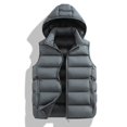 thumbnail image 3 of Atkumj Plus Size Mens Puffer Vest Casual Comfortable Hooded Full Zip Down Vest Fashion Warm Sleeveless Solid Color Puffy Vest with Side Pockets, 3 of 8