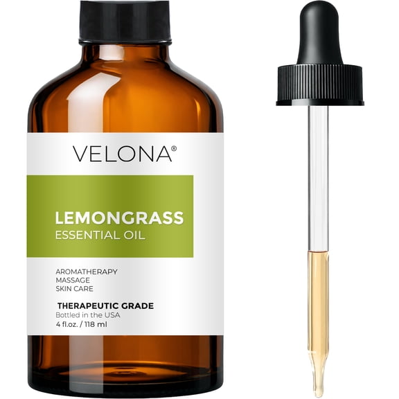 Lemongrass Essential Oil by Velona - 4 oz | Therapeutic Grade for Aromatherapy Diffuser Undiluted