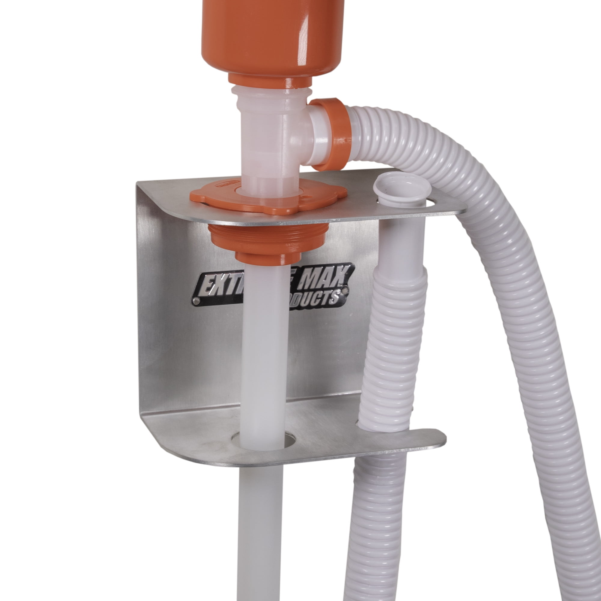 Extreme Max 5001.6311 Wall-Mounted Aluminum Drum Pump Holder for Enclosed Race Trailer, Shop, Garage, Storage - Silver