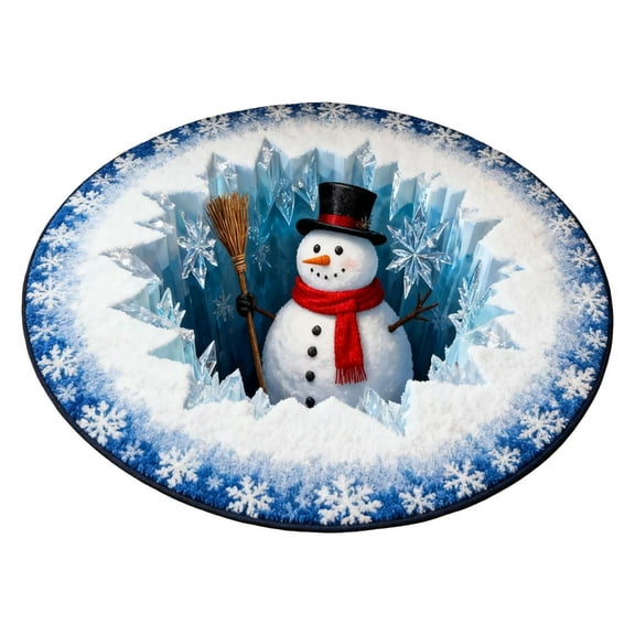 ZMKIAG Enchanting "Hole in the Ground" Christmas Rug Collection - 4 Styles Santa & Snowman Festive Designs for Living Room, Entryway & Holiday Themed Home Decorating