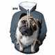 thumbnail image 2 of Sudadera con capucha con estampado 3D de perro PUG para hombre, sudadera con capucha divertida para niño, ropa de calle, sudaderas para hombres, 2 of 5