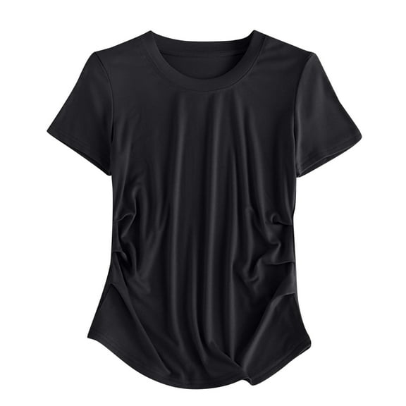 Women Blouses Fashion Solid Regular Round Neck Short Sleeved Casual T Shirt Blouses Plus Size Womens Tops The Summer I Turned Pretty