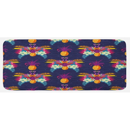 

Tropical Kitchen Mat Vivid Tropical Seamless Pattern of Flamingos Flowers and Pineapples Art Print Plush Decorative Kitchen Mat with Non Slip Backing 47 X 19 Multicolor by Ambesonne
