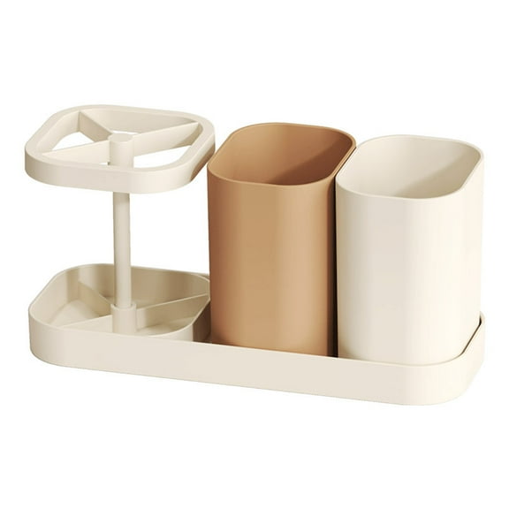 Toothbrush Holders - 3 Slot pp Electric Toothbrush & Toothpaste Holder with Two 12-Ounce Cups, Rustproof Organizer for Countertop, Space-Saving Bathroom Accessory