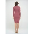 thumbnail image 3 of Women's Long Sleeve Midi Cocktail Bodycon Dress, Stretchy Ribbed Knit, High Neck(Mauve Deep 2X Plus Size), 3 of 6