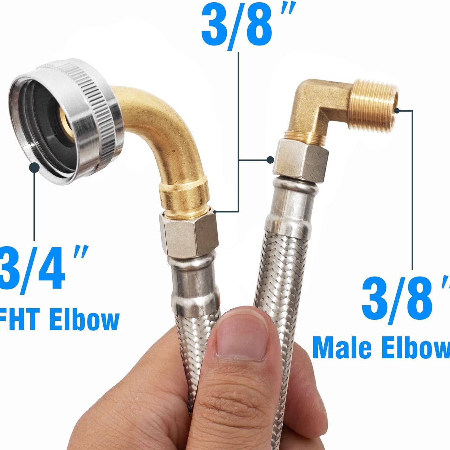 Braided Stainless Steel Ice Maker Water Supply Hose - 6 Ft - Universal 1/4" Connectors from