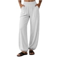 thumbnail image 2 of Mutghys Casual Pants for Women Solid Color Elastic Waist Joggers Pants with Pockets Home Walking Shopping Cozy Breathable Leisure Long Pants S-2XL, 2 of 8