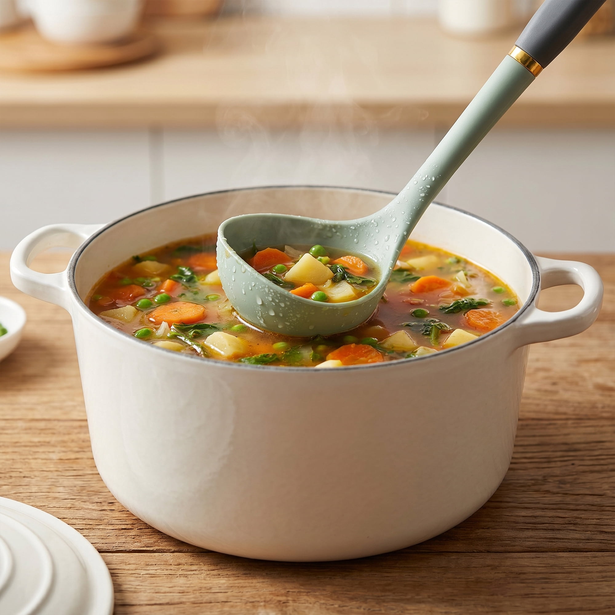 Unique Bargains Non Stick Safe Heat Resistant Ergonomic Utensil Soup Green 12.8" x 3.1"