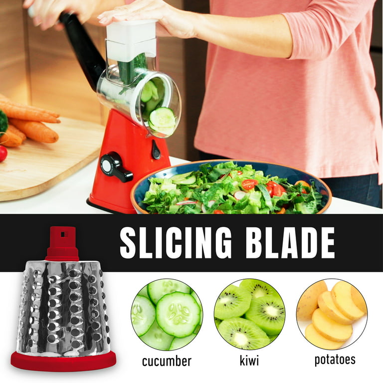 vegetable Slicer - ERGONOW Round Mandolin Slicer, Grater, Shredder Salad  Maker - Large Feed Port - Suction Base - Cutter