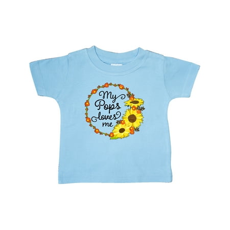 

Inktastic My Pops Loves Me with Sunflower Wreath Gift Baby Boy or Baby Girl T-Shirt