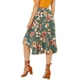 thumbnail image 3 of INSPIRE CHIC Women's Floral Tropical Boho Midi Wrap Skirt M Green, 3 of 7