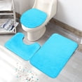 thumbnail image 5 of 3 Piece Bathroom Rug Set Super Soft Toilet Bathroom Toilet Tub Air Floor Mat Nonslip Mat Carpet Blue Toilet Mat, 5 of 7