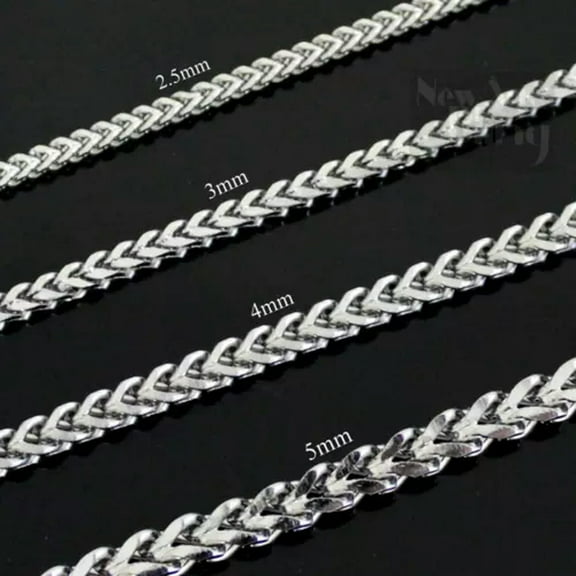 Franco Chain Stainless Steel tail Quality Jewelry 24" Necklace 2.5 - 5mm