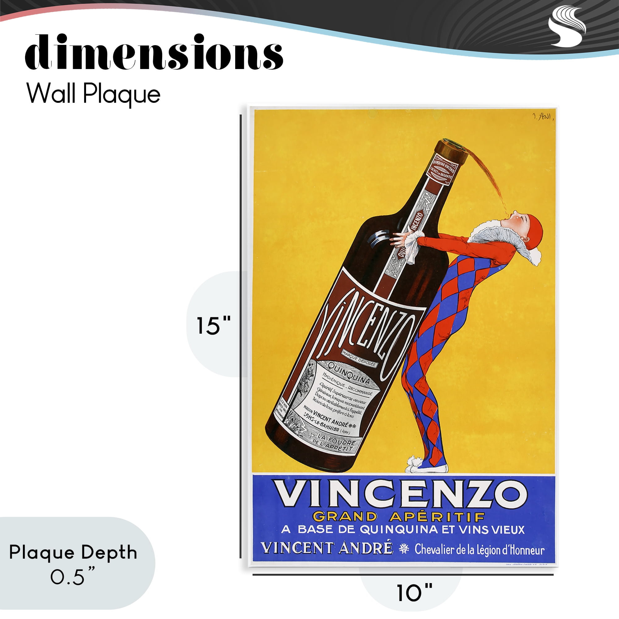Stupell Industries Vincenzo Vintage Wine Wall Plaque Art, design by Vintage Posters