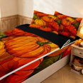 thumbnail image 2 of Erosebridal Autumn Pumpkin Zipper Twin Comforter Sets with Fitted Sheet and 2 Pillowcases, Retro Cottage Zipper Bedding Set for Boys Girls, Orange Dark Green, Black Reversible, 2 of 7