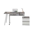 thumbnail image 2 of Rotating L-Shape Desk - Modern Computer Workstation, Multi-Positional, Alloy Steel Frame, Grey Finish, 2 of 10