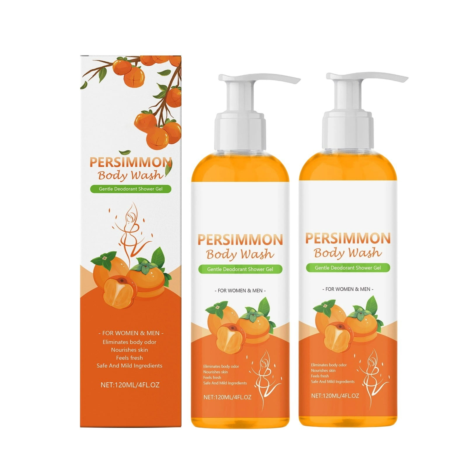 BGZLEU Persimmon Body Wash for Body Odor Control,Natural Deodorant Bar Soap for Strong Odor Smelly Feet Remove–Underarms,Intimate Inner Thigh,Bikini Area,Smelly Feet–Natural Deodorant Soap (2pc)