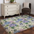 thumbnail image 3 of Rectangle Area Rugs 3 x 5 Ft, Purple Hydrangea Non-Slip Residential Carpet, Spring Floral Elegant Pastoral Vintage Indoor Crawling Mats Runner Rugs for Living Room/Dining Room/Bedroom, 3 of 8