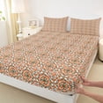 thumbnail image 4 of Erosebridal Bohemian Blossoms Full Size Sheets for Girls, Orange Mandala Bed Sheets, 4 Pieces 1 Flat Sheet, 1 Fitted Sheet and 2 Pillowcases, 4 of 5