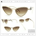 thumbnail image 2 of Womens Iced Out Bling Rhinestone Cat Eye Metal Rim Star Arm Sunglasses Gold - Gradient Brown, 2 of 8