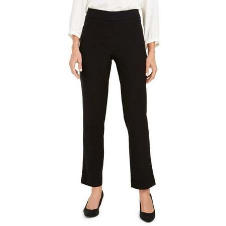 JM Women's Collection Jacquard Straight-Leg Pull-On Pants Black Size Extra Small