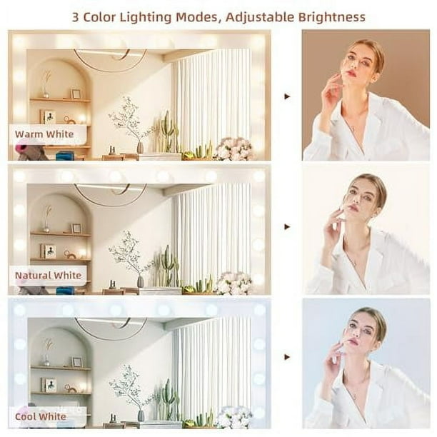 RichYa Modern Vanity with Large Lighted Mirror, Makeup Desk RichYa Modern Vanity with Large Lighted Mirror, Makeup Desk