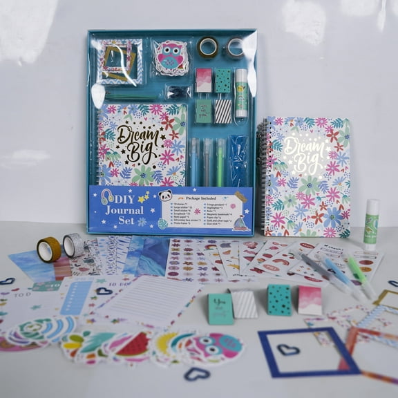 Siloon DIY Journal Kit for Girls Ages 8-12, Stationery Journal Set for Teenage Girls Ages 8-12 Scrapbook & Diary Kits, Journaling Art Crafts Kit Teen 8-10-12 Year Old Girl Birthday Gifts - Blue