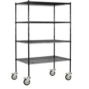 48" Wide Mobile Wire Shelving - 80 Inches High - 24 Inches Deep - Black