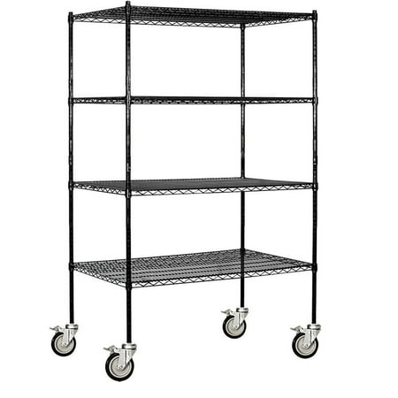 Salsbury Industries 9644M-CHR Wire Shelving - Mobile - 48 Inches Wide - 80 Inches High - 24 Inches Deep - Chrome