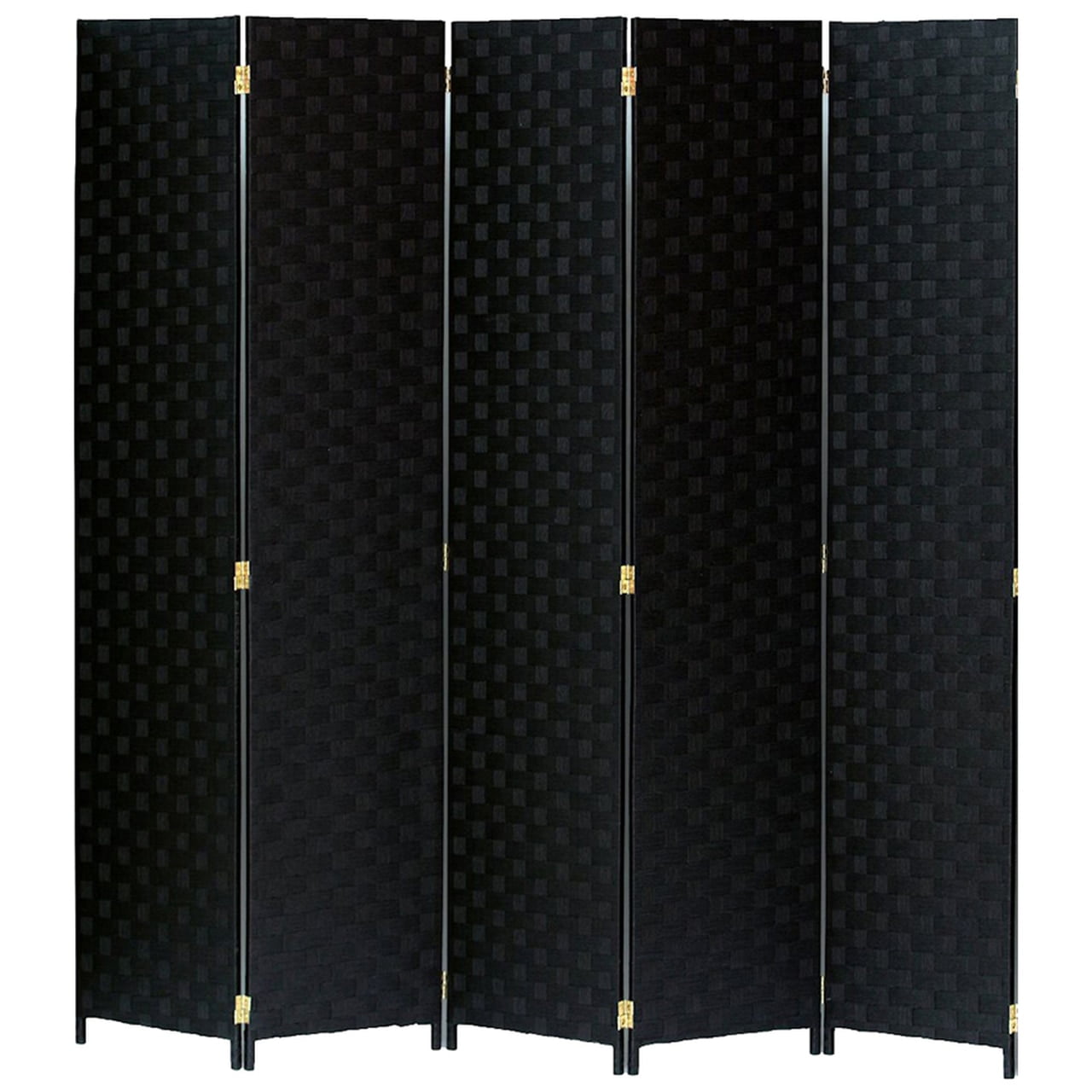 Legacy Decor Room Divider 5 Panel Weave Design Fiber Black Color