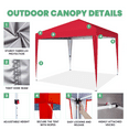 thumbnail image 3 of GVDV 10x10 Pop Up Canopy Tent, Instant Straight Leg Canopy, Outdoor Shading Shelter, Red, 3 of 10