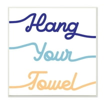 Stupell Industries Hang Your Towel Phrase Children's Bathroom Typography Typography Painting Unframed Art Print Wall Art, 12 x 12