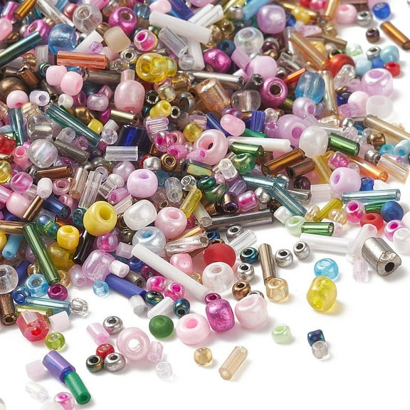 Lucky bag Including Mixed style Glass Seed Beads Mixed color 1.2~4mm Hole: 0.8~2mm 1bag