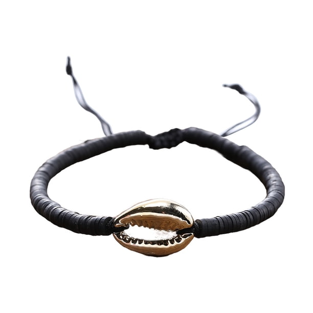 Minnieouse 1 Juego de pulseras trenzadas, de concha, accesorio de moda de ambiente exótico, conjuntos de joyería hechos a mano para el vestido Ropa, zapatos y accesorios Miscelánea Oro negro Minnieouse AP009526-06