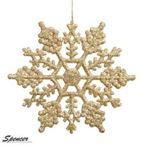 Spencer 4 inch Pack of 12 Gold Glitter Snowflake Christmas Ornaments Xmas Tree Hanging Decoration